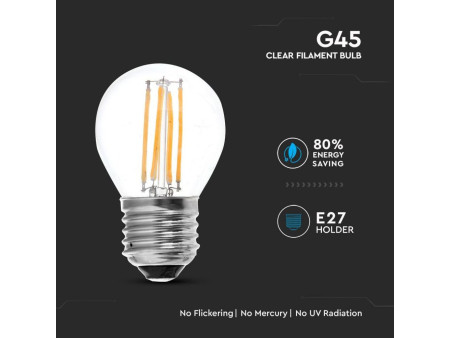 SKU 4306 VT-1980 V-TAC Lampadina LED E27 4W G45 Filamento 2700K