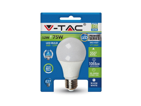 SKU 4327 VT-1864 V-TAC Lampadina E27 12W A60 2700K