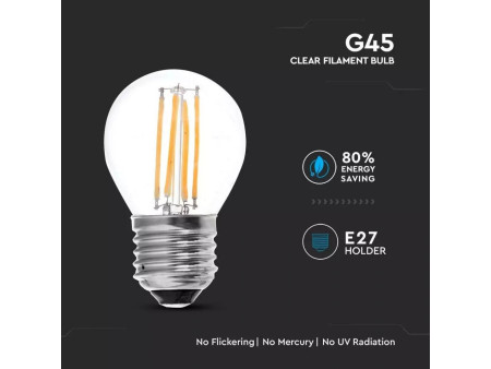 SKU 4395 VT-1980D V-TAC Lampadina E27 4W G45 Filamento 2700K Dimmerabile