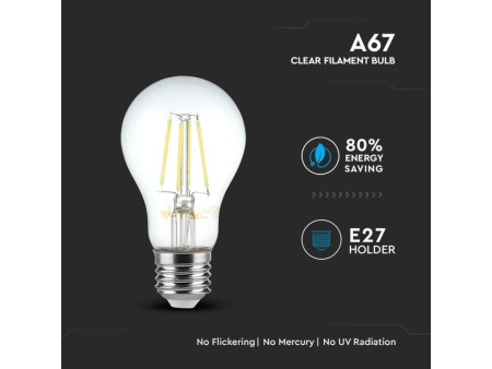 SKU 4407 VT-1978 V-TAC Lampadina LED E27 8W 100LM/W A67 Filamento 2700K
