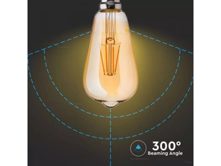 SKU 4421 VT-1968 V-TAC Lampadina LED E27 8W ST64 Filamento Ambrato 2200K