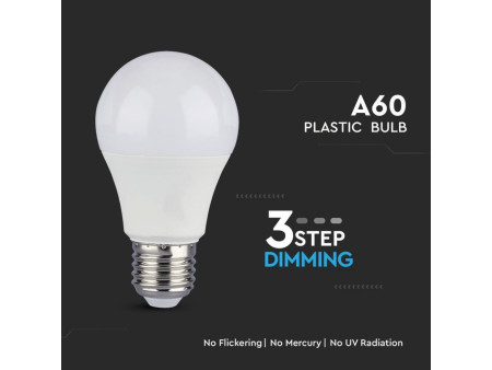 SKU 4449 VT-2011 V-TAC Lampadina LED E27 9W A60 3 Step Dimmerabile 6400K