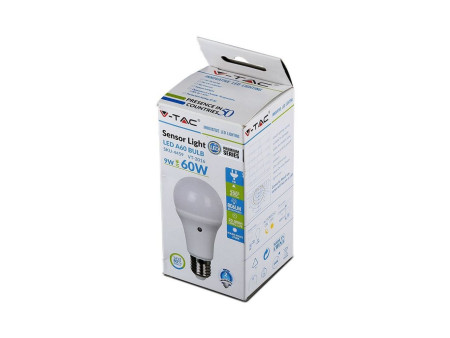 SKU 4460 VT-2016 V-TAC Lampadina LED E27 9W A60 con Sensore Crepuscolare 4000K