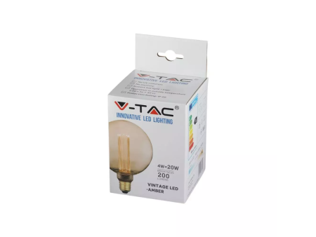 SKU 4473 VT-1956 V-TAC Lampadina LED E27 4W G125 Filamento Ambrato 2200K