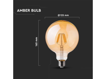 SKU 4473 VT-1956 V-TAC Lampadina LED E27 4W G125 Filamento Ambrato 2200K