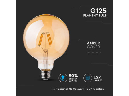 SKU 4473 VT-1956 V-TAC Lampadina LED E27 4W G125 Filamento Ambrato 2200K