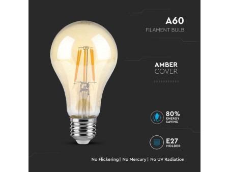 SKU 4498 VT-1954 V-TAC Lampadina LED E27 4W A60 Filamento Ambrato 2200K