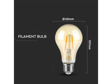 SKU 4498 VT-1954 V-TAC Lampadina LED E27 4W A60 Filamento Ambrato 2200K