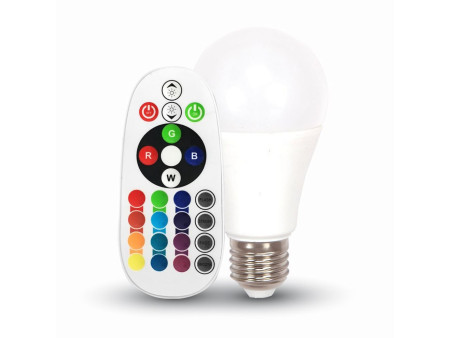 SKU 7150 VT-2022 V-TAC Lampadina LED E27 6W A60 RGB+W con Telecomando 4000K