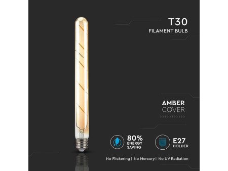 SKU 7142 VT-2005 V-TAC Lampadina LED E27 5W T30 Filamento Ambrato 2200K