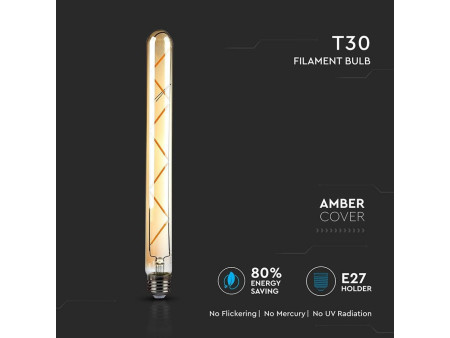 SKU 7144 VT-2008 V-TAC Lampadina LED E27 7W 100LM/W T30 Filamento Ambrato 2200K