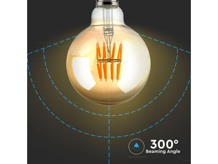 SKU 7145 VT-2019 V-TAC Lampadina LED E27 8W G95 Filamento Ambrato 2200K