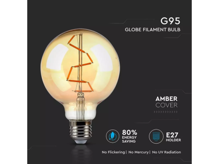 SKU 7146 VT-2024 V-TAC Lampadina LED E27 4W G95 Filamento Ambrato 2200K