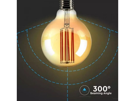 SKU 7147 VT-2027 V-TAC Lampadina LED E27 7W 100LM/W G95 Filamento Ambrato 2200K