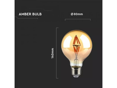 SKU 7148 VT-2004 V-TAC Lampadina LED E27 4W G80 Filamento Ambrato 2200K