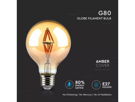 SKU 7148 VT-2004 V-TAC Lampadina LED E27 4W G80 Filamento Ambrato 2200K