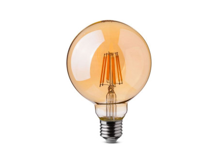 SKU 7155 VT-2018D V-TAC Lampadina LED E27 8W 100LM/W G125 Filamento Ambrato 2200K Dimmerabile