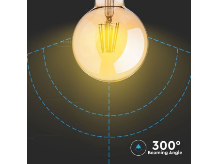 SKU 7155 VT-2018D V-TAC Lampadina LED E27 8W 100LM/W G125 Filamento Ambrato 2200K Dimmerabile