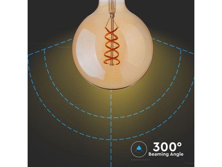 SKU 7217 VT-2075 V-TAC Lampadina LED E27 5W G95 Filamento Ambrato 2200K