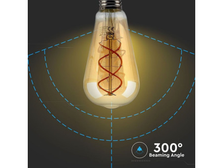 SKU 7218 VT-2065 V-TAC Lampadina LED E27 5W ST64 Filamento Ambrato 2200K
