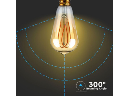 SKU 7220 VT-2066 V-TAC Lampadina LED E27 5W ST64 Filamento Ambrato 2200K