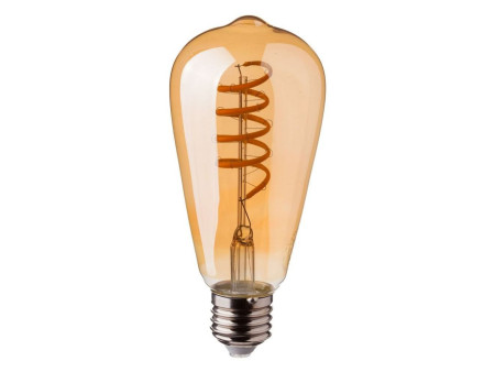 SKU 7327 VT-2144 V-TAC Lampadina LED E27 4W 100LM/W ST64 Filamento a Spiirale Ambrato 2200K