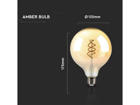 SKU 7328 VT-2126 V-TAC Lampadina LED E27 6W G125 Filamento Ambrato 2200K Dimmerabile