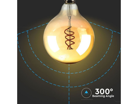 SKU 7328 VT-2126 V-TAC Lampadina LED E27 6W G125 Filamento Ambrato 2200K Dimmerabile