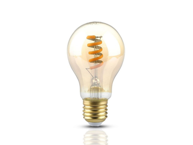 SKU 7335 VT-2154 V-TAC Lampadina LED E27 4W 100LM/W A60 Filamento a Spirale Ambrato 2200K