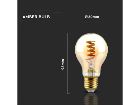 SKU 7335 VT-2154 V-TAC Lampadina LED E27 4W 100LM/W A60 Filamento a Spirale Ambrato 2200K