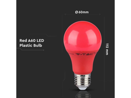 SKU 7341 VT-2000 V-TAC Lampadina LED E27 9W A60 Colore Rosso