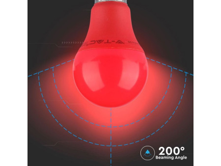 SKU 7341 VT-2000 V-TAC Lampadina LED E27 9W A60 Colore Rosso
