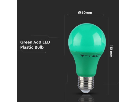 SKU 7343 VT-2000 V-TAC Lampadina LED E27 9W A60 Colore Verde