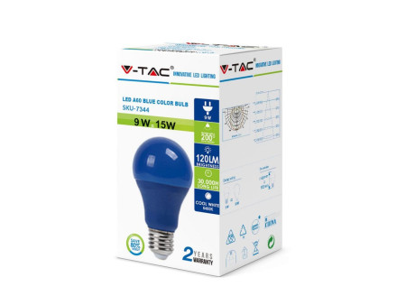 SKU 7344 VT-2000 V-TAC Lampadina LED E27 9W A60 Colore Blu