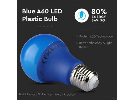SKU 7344 VT-2000 V-TAC Lampadina LED E27 9W A60 Colore Blu