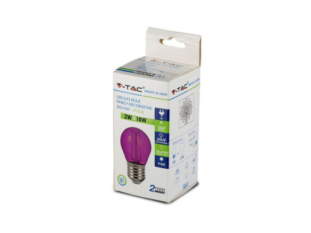SKU 7410 VT-2132 V-TAC Lampadina LED E27 2W G45 Filamento Colore Rosa