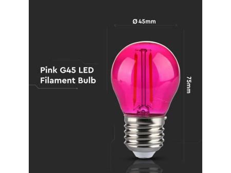 SKU 7410 VT-2132 V-TAC Lampadina LED E27 2W G45 Filamento Colore Rosa