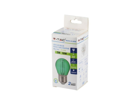 SKU 7411 VT-2132 V-TAC Lampadina LED E27 2W G45 Filamento Colore Verde