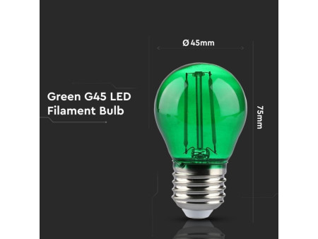 SKU 7411 VT-2132 V-TAC Lampadina LED E27 2W G45 Filamento Colore Verde