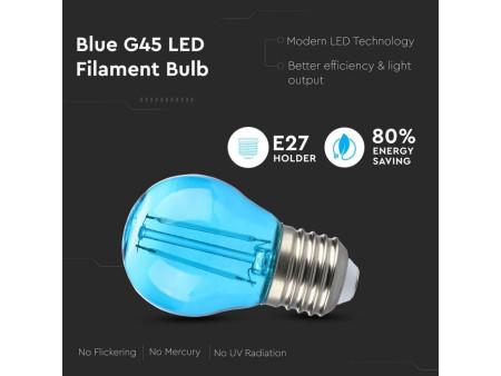 SKU 7412 VT-2132 V-TAC Lampadina LED E27 2W G45 Filamento Colore Blu