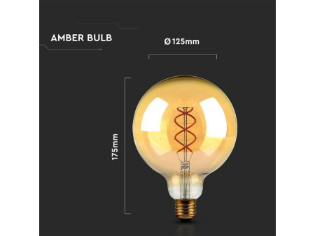 SKU 7415 VT-2085D V-TAC Lampadina LED E27 5W G125 Filamento Ambrato 2200K Dimmerabile