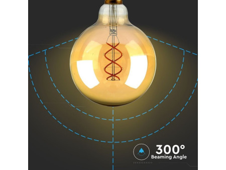SKU 7415 VT-2085D V-TAC Lampadina LED E27 5W G125 Filamento Ambrato 2200K Dimmerabile