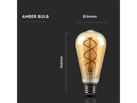SKU 7416 VT-2065D V-TAC Lampadina LED E27 5W ST64 Filamento Ambrato 2200K