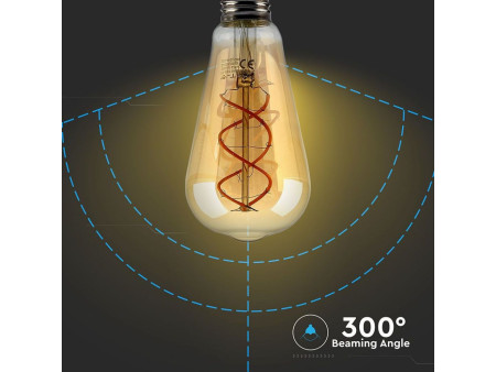 SKU 7416 VT-2065D V-TAC Lampadina LED E27 5W ST64 Filamento Ambrato 2200K