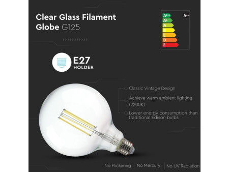 SKU 7454 VT-2143 V-TAC Lampadina LED E27 12,5W G125 Filamento 4000K