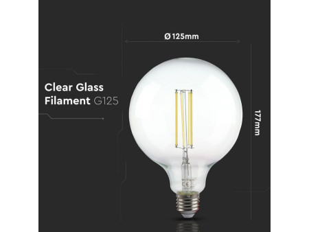 SKU 7455 VT-2143 V-TAC Lampadina LED E27 12,5W G125 Filamento 6500K