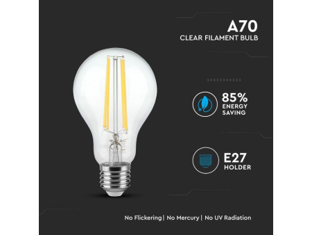 SKU 7459 VT-2133 V-TAC Lampadina LED E27 12,5W A70 Filamento 4000K