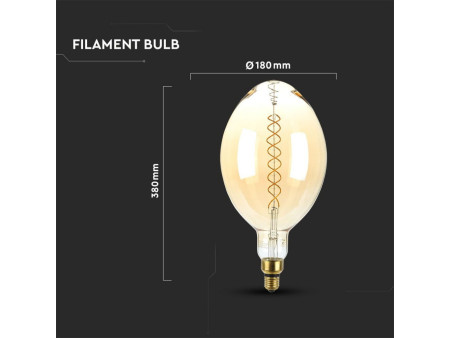 SKU 7463 VT-2168D V-TAC Lampadina LED E27 8W BF180 Doppio Filamento Ambrato 2000K Dimmerabile