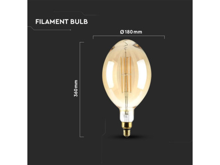 SKU 7464 VT-2178D V-TAC Lampadina LED E27 8W BF180 Filamento Ambrato 2000K Dimmerabile
