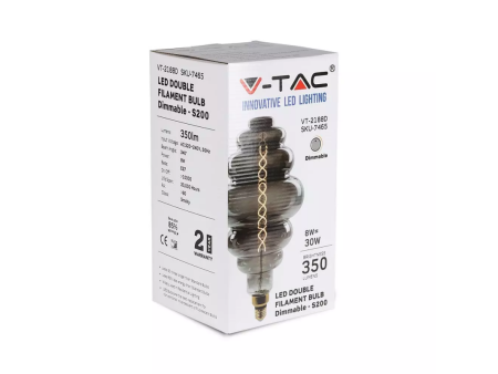 SKU 7465 VT-2188D V-TAC Lampadina LED E27 8W S200 Doppio Filamento Oscurato 2000K Dimmerabile